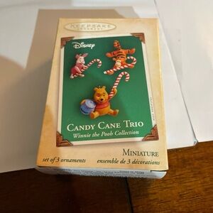Hallmark 2004 Candy Cane Trio Ornaments Disney Winnie The Pooh, Tigger, Piglet